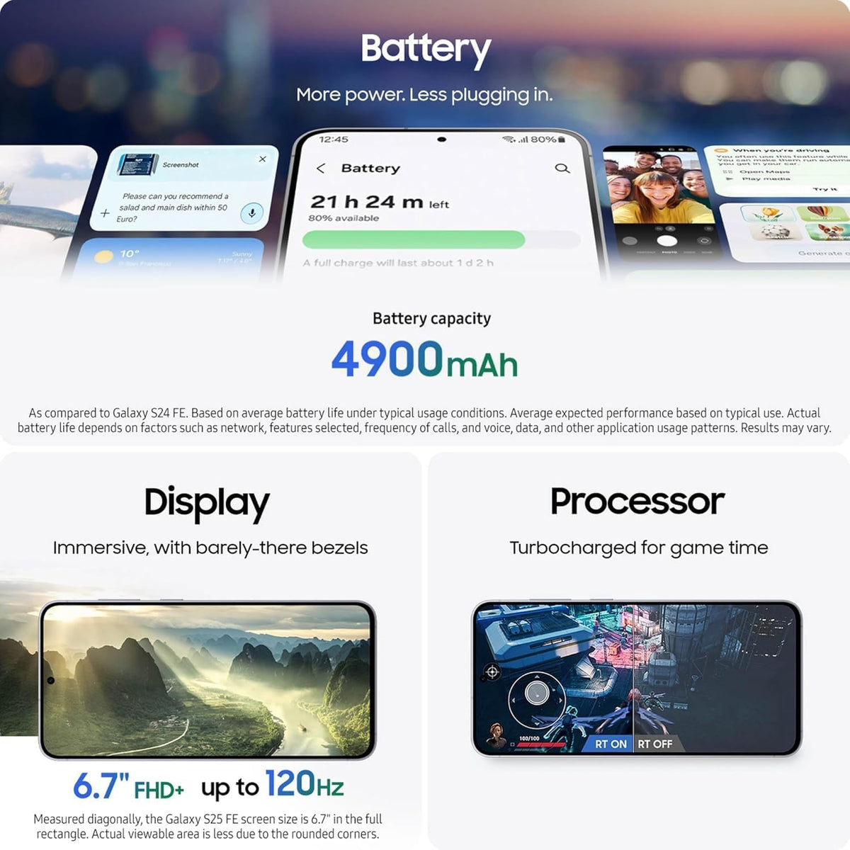 Samsung Galaxy S25 FE AI Phone, Icyblue, 8GB RAM, 256GB Storage, 50MP Camera, 6.7’’ Display, Slim & Lighter Design (UAE Version)