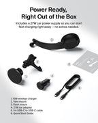 Belkin Wireless Car Charger, Magnetic Car Vent Mount & Dash Mount with USB C Cable, MagSafe Compatible Fast Charging for iPhone 17, Galaxy S25, Pixel 10, & More - Qi2 Travel Car Accessories - Black