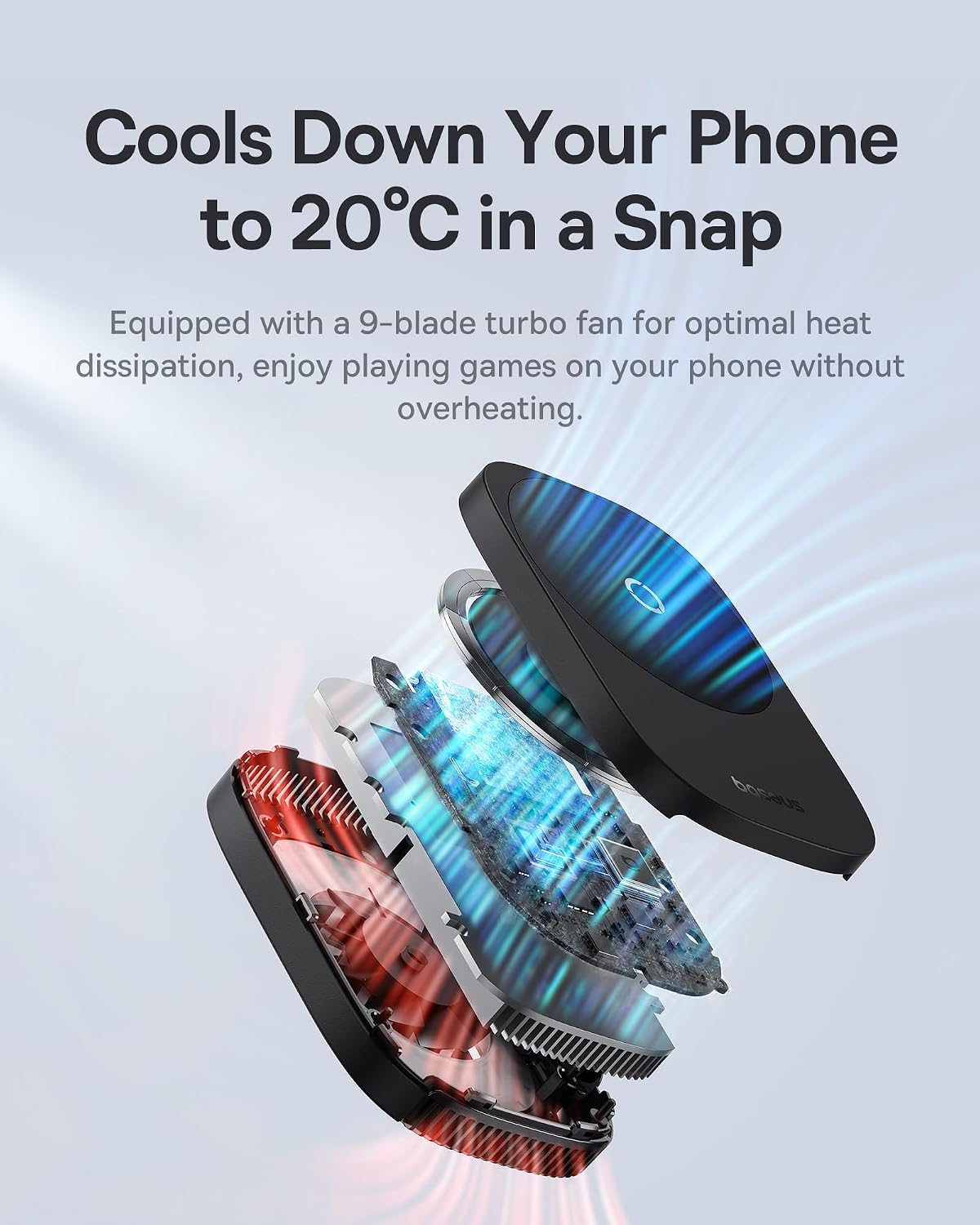 Baseus MagPro II Magnetic Phone Cooler with RGB Lighting — Black