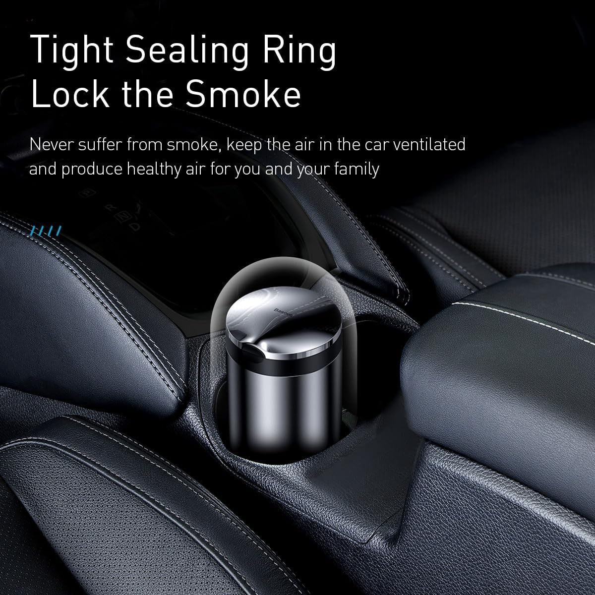 Baseus Premium Portable Car Ashtray, Dark Gray — Dark Grey