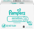 Pampers Sensitive Water Based Hypoallergenic and Unscented Baby Wipes Combo, 1008 count (Packaging May Vary)