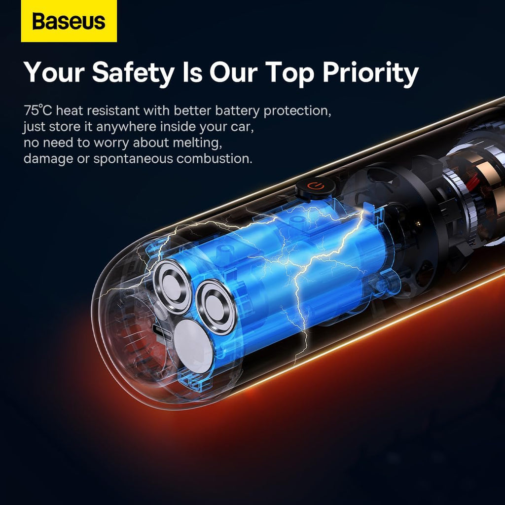 Baseus Car Vacuum Cleaner High Power, A3 Lite 12000PA Handheld Vacuum with Single Touch Empty, USB C Fast Charging — 12000Pa- A3 Lite — White