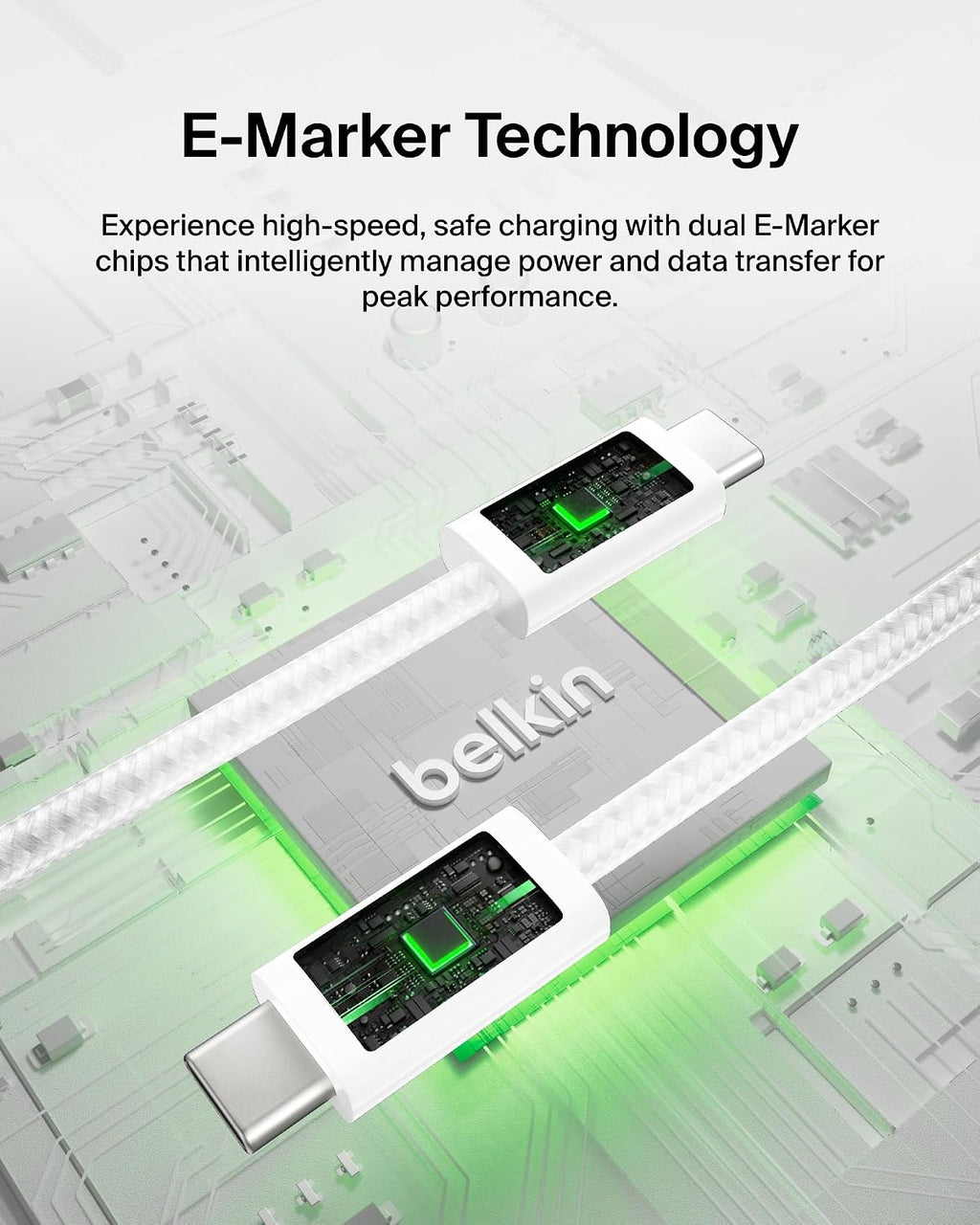 Belkin 2-Pack Braided USB-C to USB-C Cable 5ft 240W - Soft, Flexible Fast-Charging Cable, Type C Charger Cord for iPhone 17 & 16 Series, Galaxy S25, Pixel 10, iPad Pro, & More - White