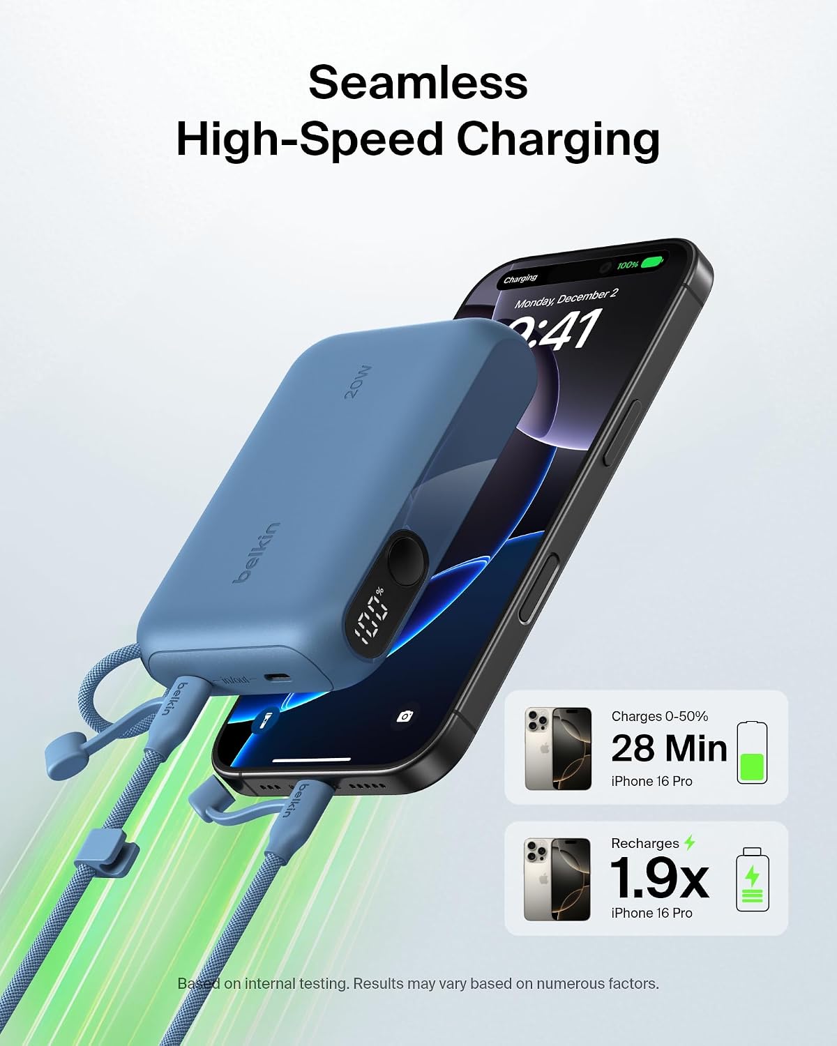 Belkin BoostCharge 10000mAh Power Bank with Digital Battery Display - Blue