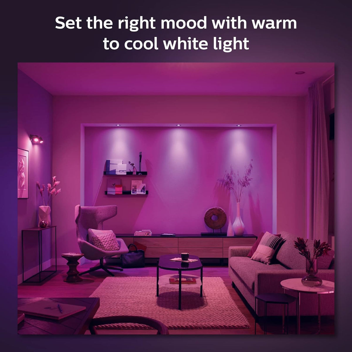 Philips Hue White & Colour Ambiance Centura Set of 3 Round Downlights, Dimmable Ceiling Lights for Hue Lighting System, Intelligent Voice and App Light Control, Black — Black