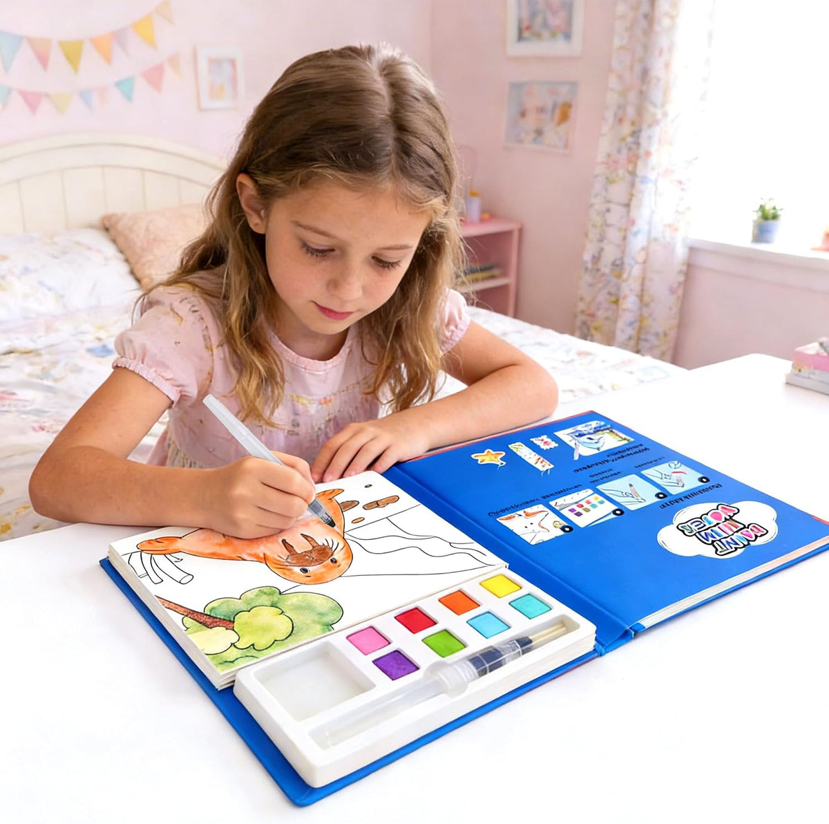 YPLUS Watercolour Activity Book with 8 Paint Colours — Sea Animals