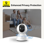 Baseus Security P1 Indoor Camera, 3K 4MP WiFi Camera with App Control, Night Vision, Motion Detection, 2-Way Audio, Pan Tilt, Baby Monitor, Alexa/Google Support — White