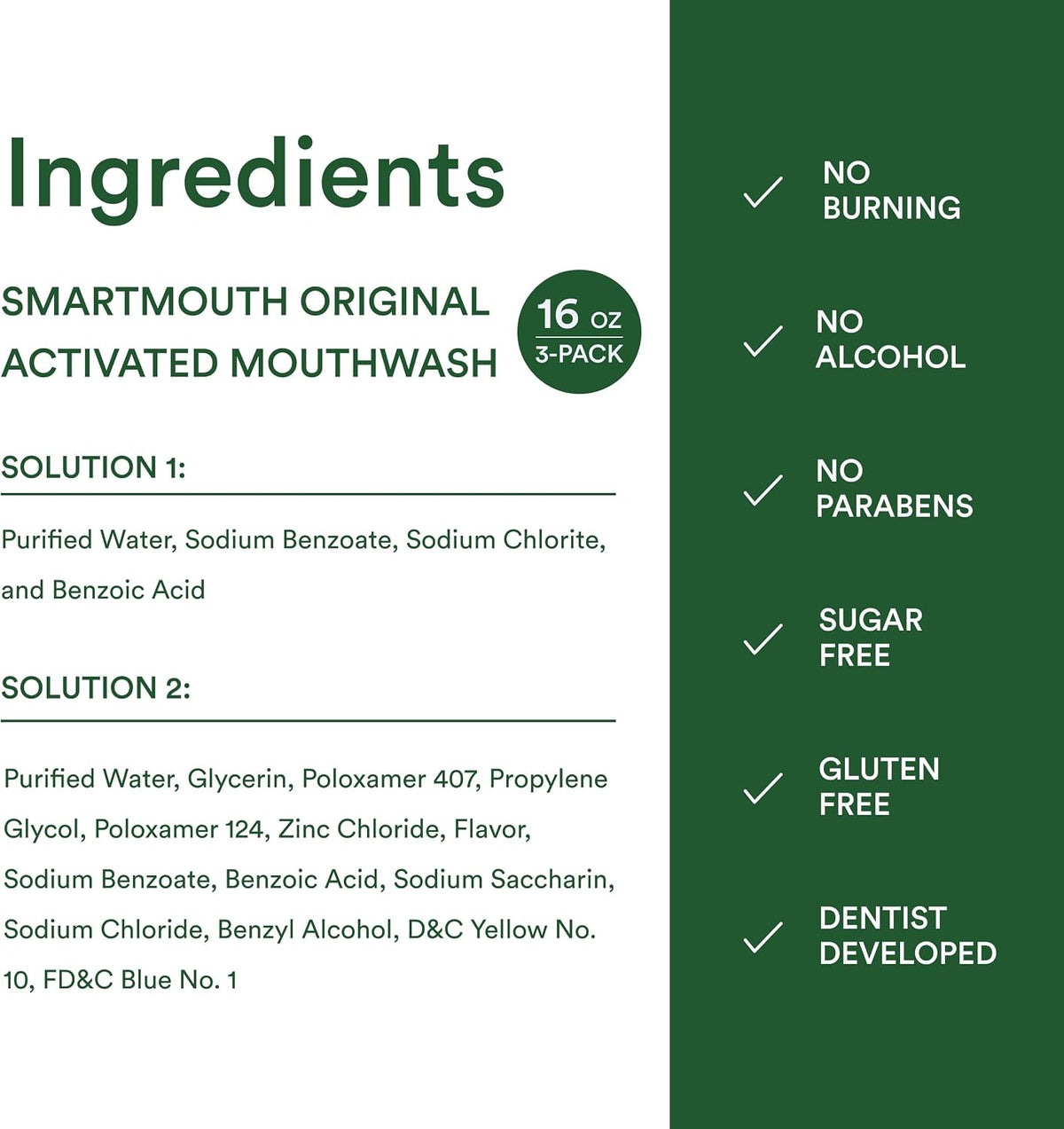 SmartMouth Original Zinc Activated Mouthwash, Fresh Mint, 16 fl oz, 3-Pack — additional product view 8