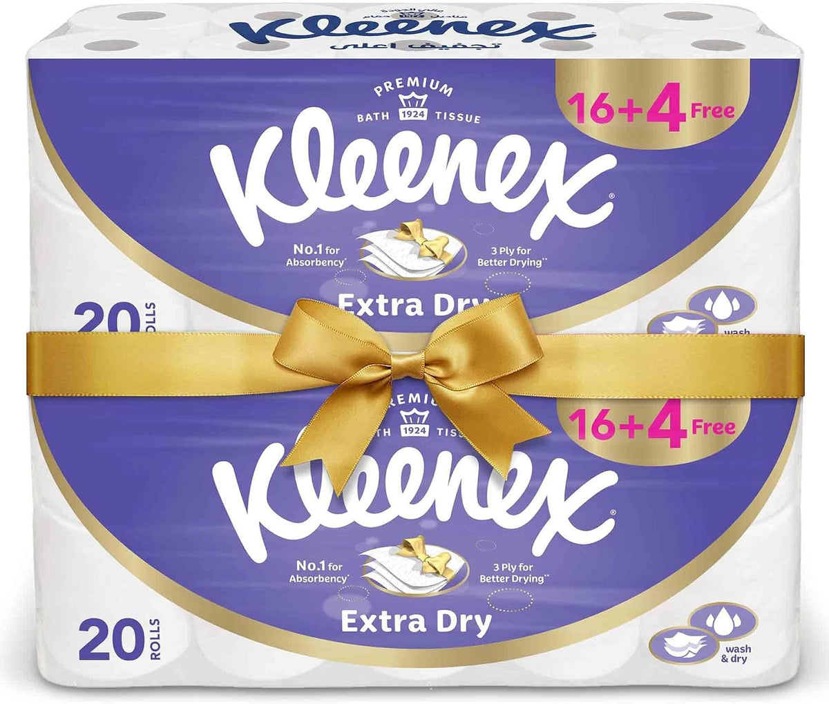 Kleenex Extra Dry Toilet Tissue Paper, 3 PLY, 40 Rolls x 140 Sheets, Embossed Bathroom Tissue with Superior Absorbency — front product image