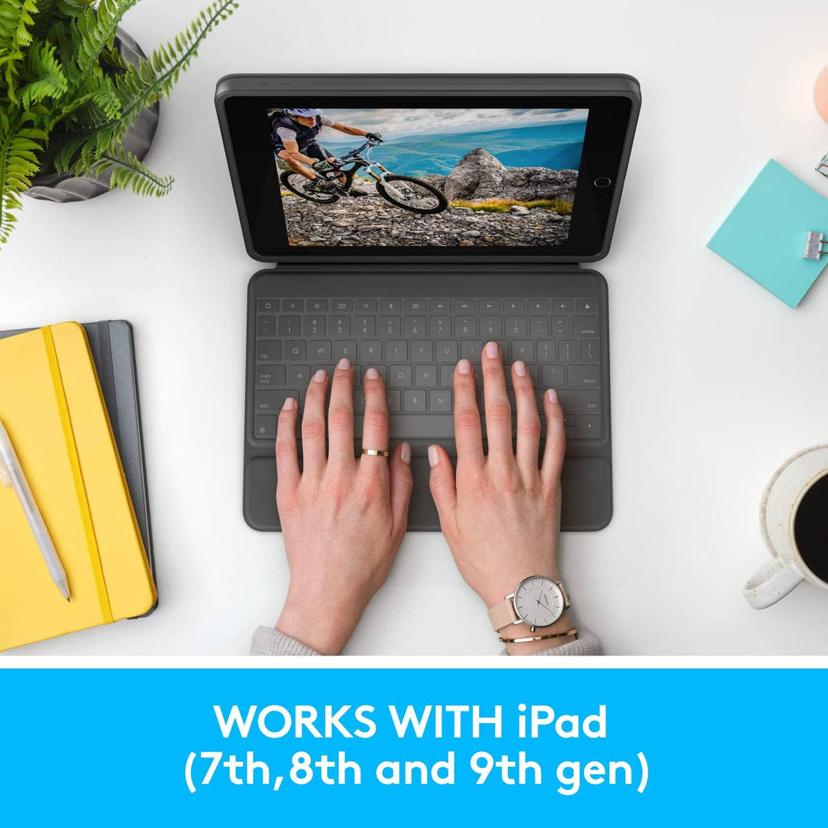 Logitech Rugged Folio Keyboard Case for iPad 7th / 8th / 9th Gen — Graphite