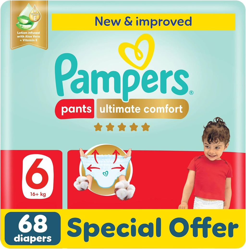 Pampers Ultimate Comfort Culotte Pants Diapers Size 6, 16-21kg SSP 68 Count