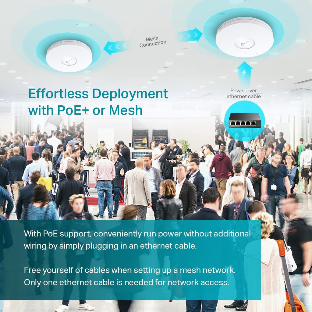 TP-Link EAP670 Omada WiFi 6 AX5400 Wireless 2.5G Ceiling Mount Access Point Support-Mesh, OFDMA, Seamless Roaming, HE160 & MU-MIMO SDN Integrated Cloud Access & Omada App PoE+ Powered, White