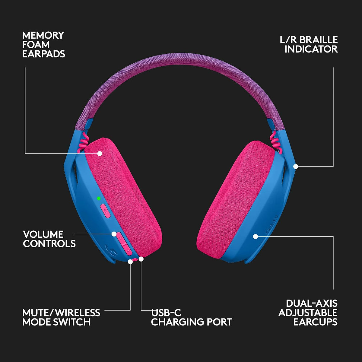 Logitech G435 Wireless Gaming Headset — Blue / Raspberry