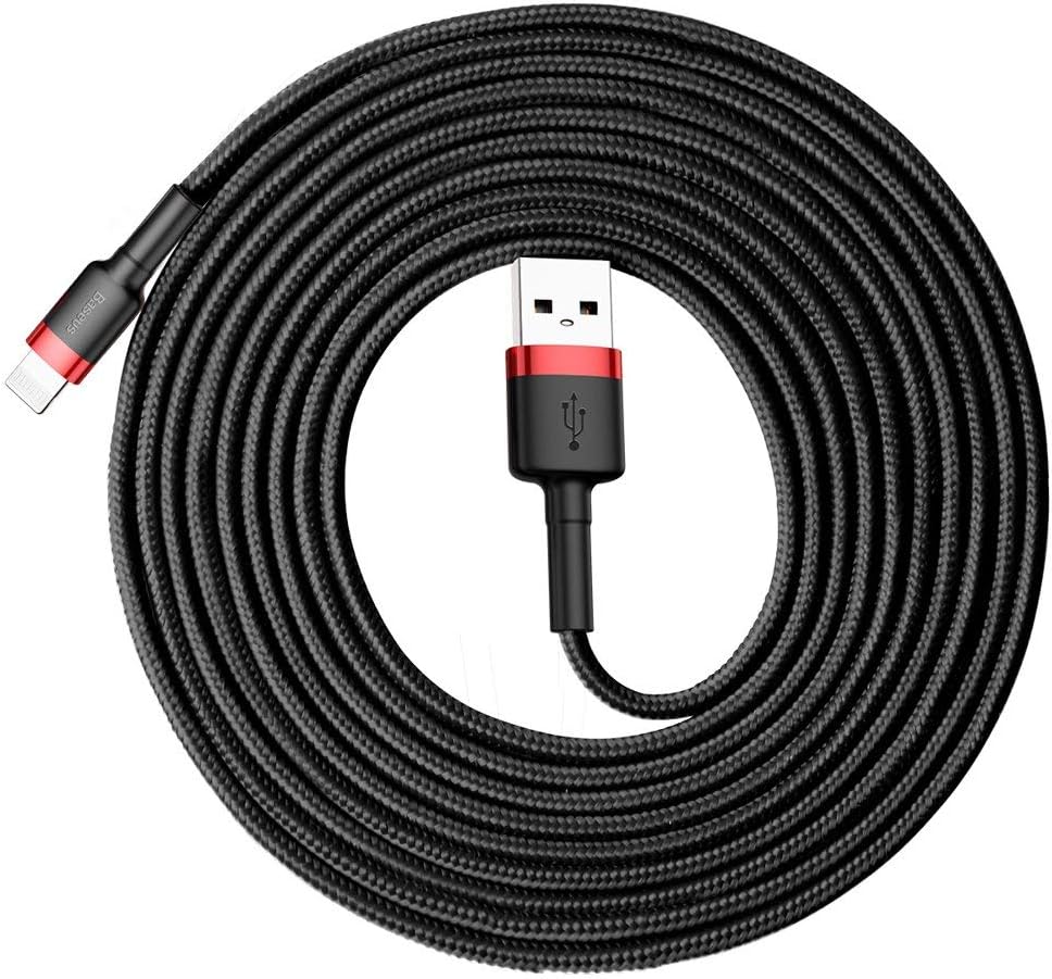 Baseus Lightning USB Cable for Apple Airpods (1st generation) Fast Charging 2A - 3 Meter - Black — White
