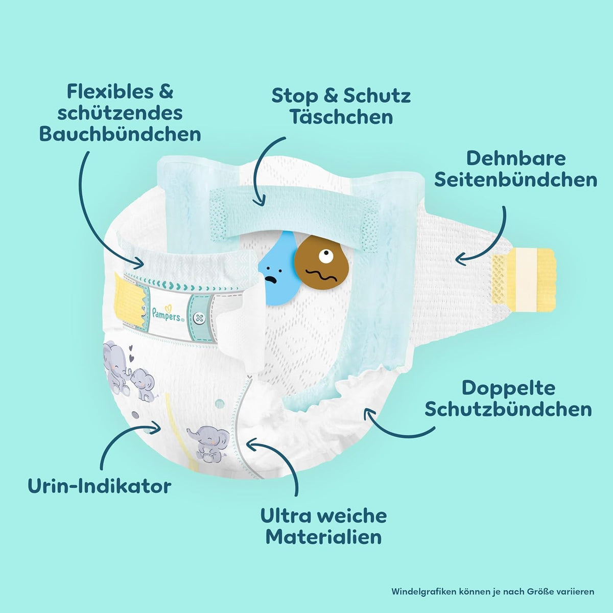Pampers Premium Protection Size 6, 168 Nappies, 13 kg - 18 kg, Our No. 1 Skin and Leak Protection
