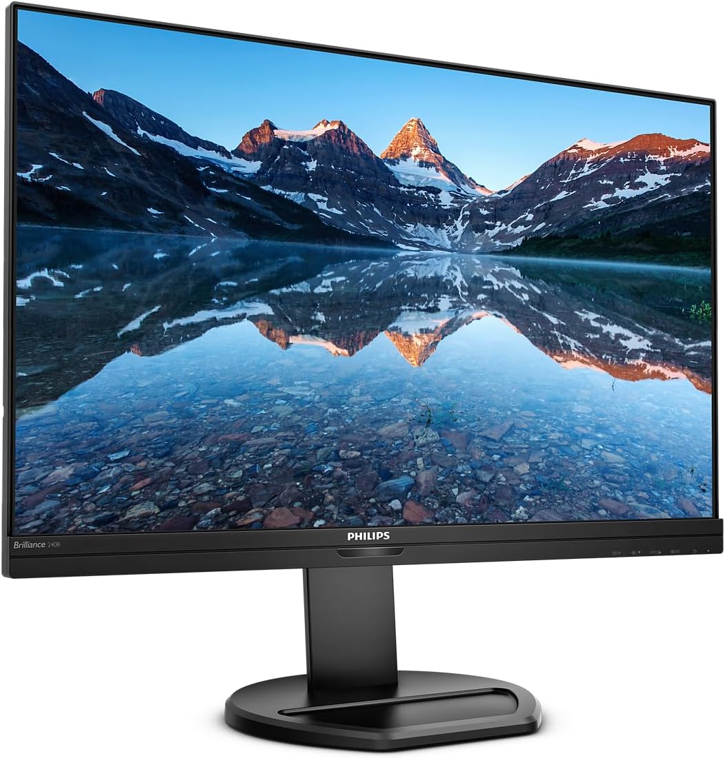 Philips 240B9-24 inch WUXGA Monitor, 75Hz, 4ms, IPS, Speakers, Height Adjust, USB Hub (1920 x 1200, 300 cd/m² HDMI/DVI/VGA/DP/USB 3.2) — No Webcam