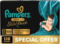 Pampers Luxurious Skin Touch Premium Diapers 3-8kg, Size 2, 120 for Infants