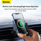 Baseus 15W Car Wireless Charger for Air Vent, Auto Clamping Car Phone Holder, Automatic Induction & Dynamic Lighting Car Phone Mount — Black