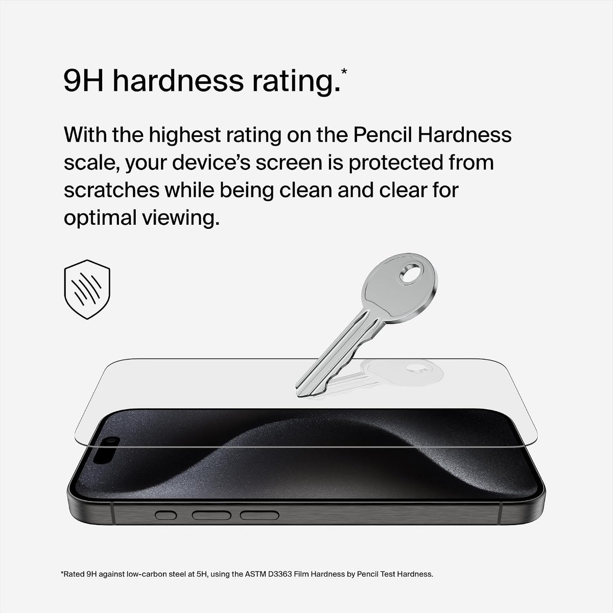 Belkin ScreenForce TemperedGlass Treated Screen Protector for iPhone 15 Pro, Slim, Crystal Clear, Scratch-Resistant Tempered Glass Film, Includes Easy Align Tray for Bubble Free Application