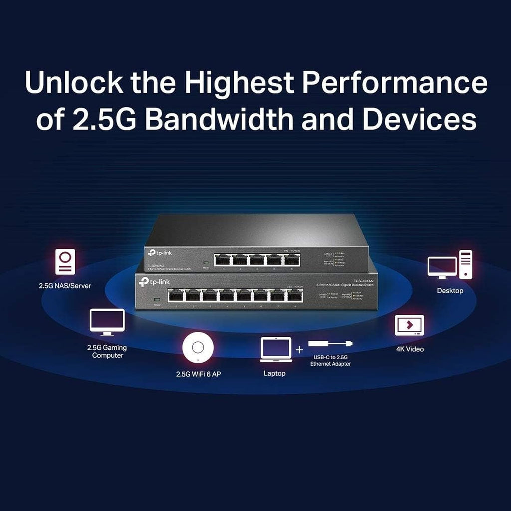 TP-Link TL-SG105-M2 | 5 Port Multi-Gigabit Unmanaged Network Switch, Ethernet Splitter | 2.5G Bandwidth | Plug & Play | Desktop/Wall-Mount | Fanless Metal Design