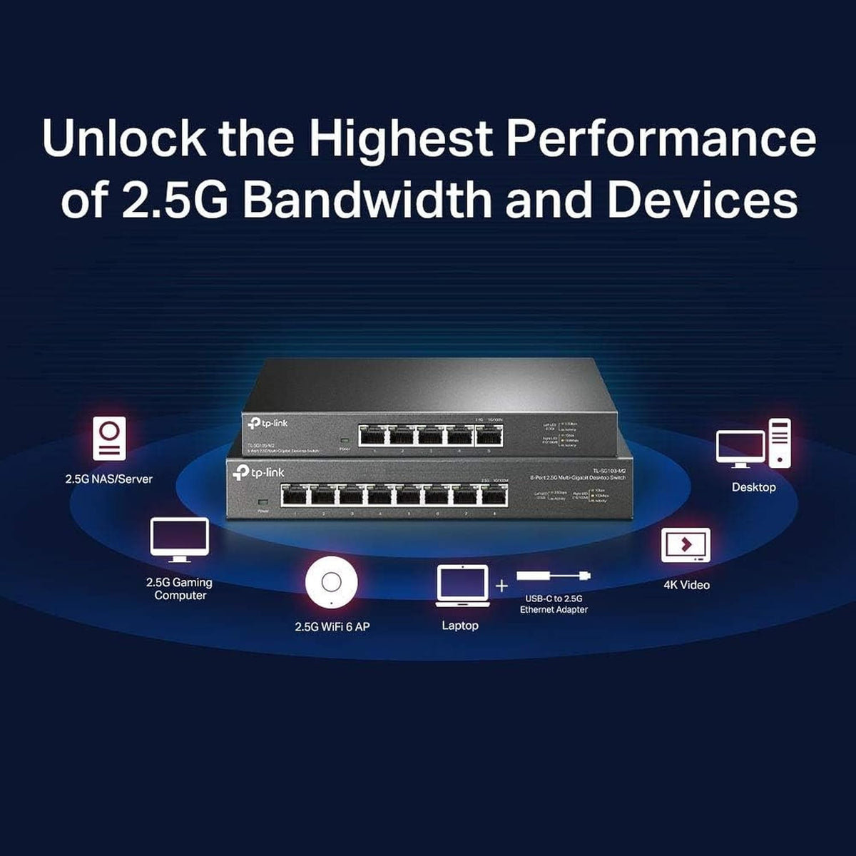 TP-Link TL-SG105-M2 | 5 Port Multi-Gigabit Unmanaged Network Switch, Ethernet Splitter | 2.5G Bandwidth | Plug & Play | Desktop/Wall-Mount | Fanless Metal Design