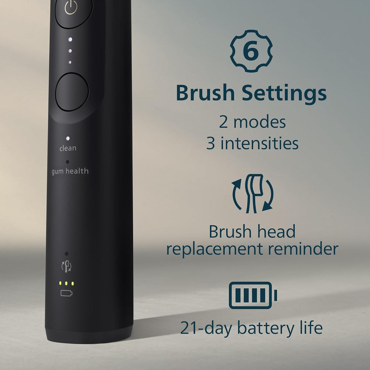 Philips Sonicare 5900 Rechargeable Electric Toothbrush, 2 Brush Head, Black — Deep Black