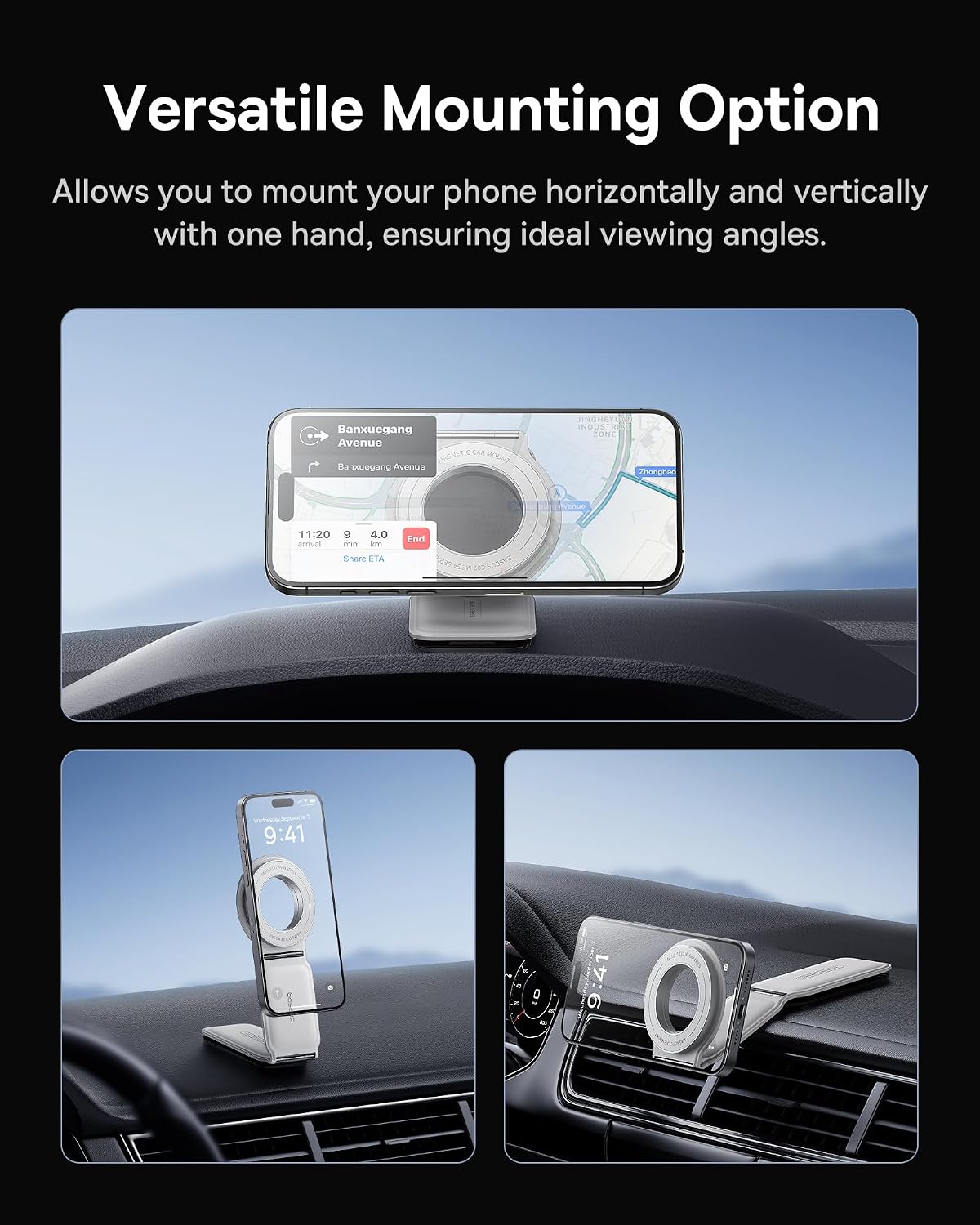 Baseus PrimeTrip Series C02 Mega Mobile Phone Holder Car Magnet for Dashboard Universal Magsafe (White) — White