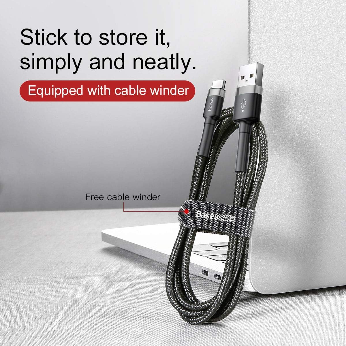 Baseus Cafule USB Cable for Type-C, 2A, 2m, Gray/Black — 2 Meters — Grey/Black