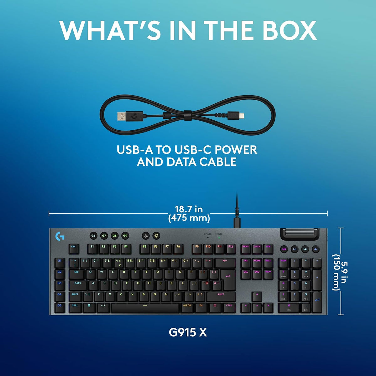 Logitech G915 X Wired Gaming Keyboard — Black