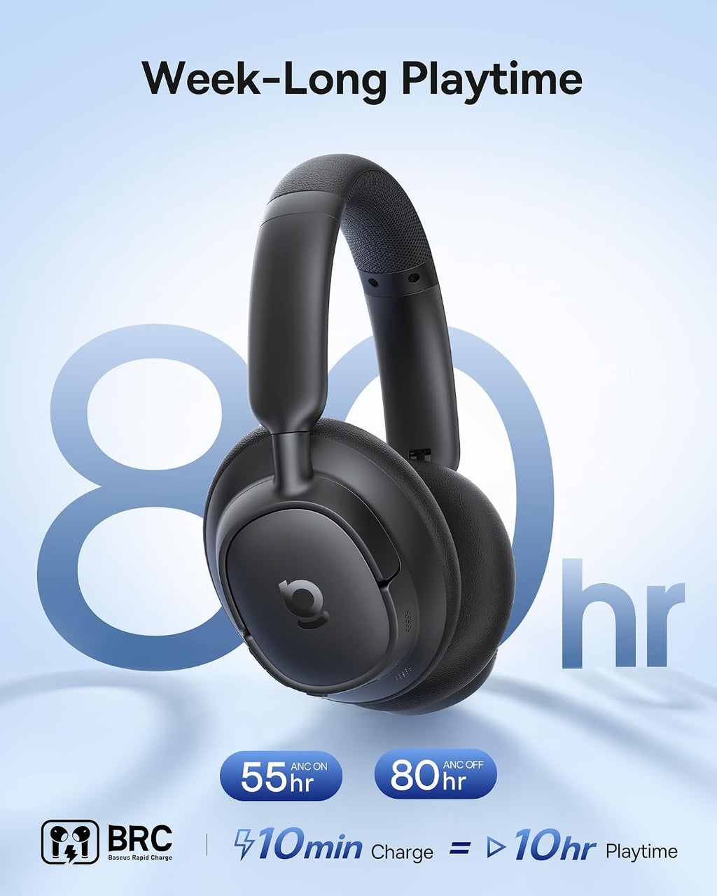 Baseus Bass BH1 NC Noise-Cancelling Headphones — Black