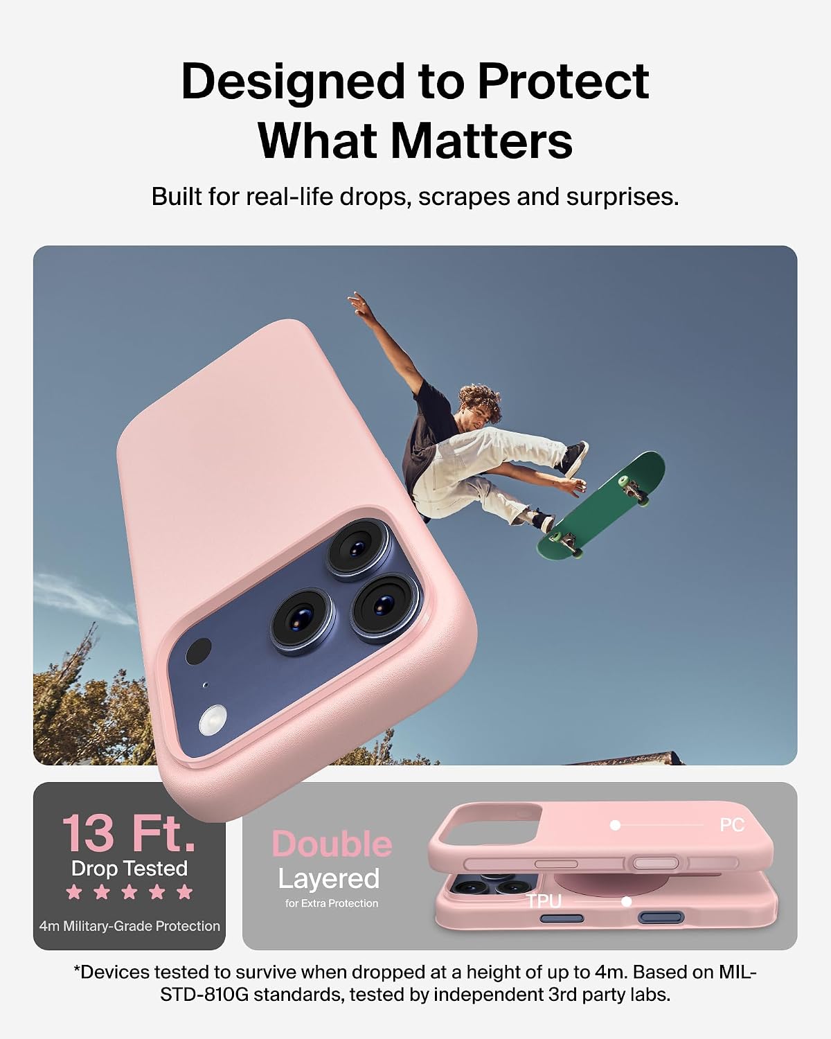 Belkin SheerForce Protect MagSafe Compatible iPhone 17 Pro Max Case with Slim Design & Anti-Scratch Treated Coating - Magnetic, Transparent, & Shockproof Protective iPhone Case - Pink