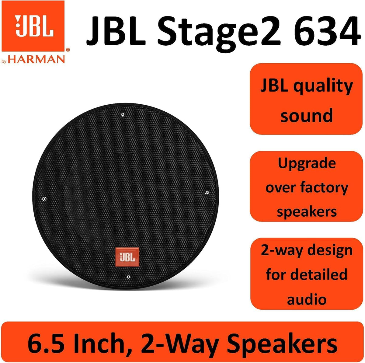 JBL Stage2 634 6.5-Inch Car Speakers — Pair