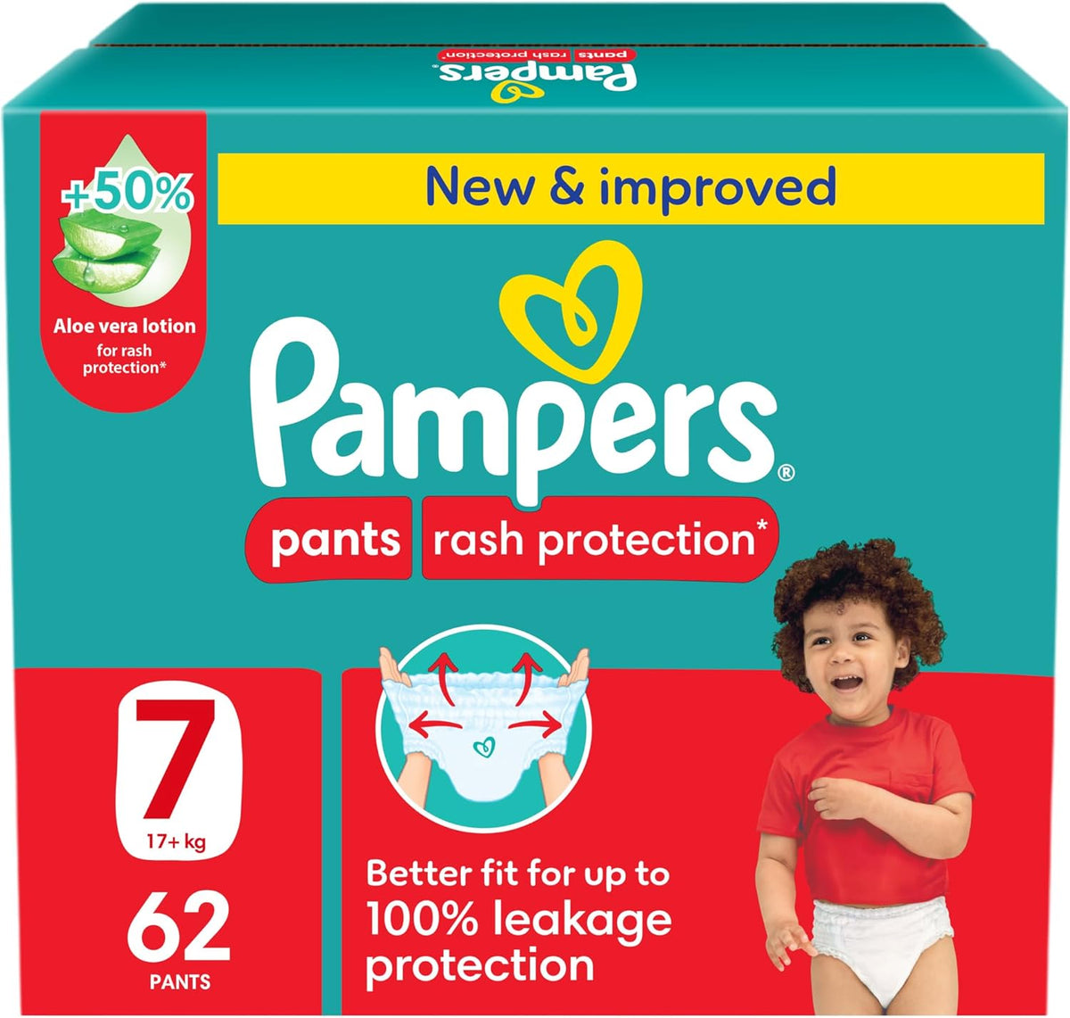 Pampers Rash Protection Culotte Pants Diapers 20+kg Size 7 Box 62 Count