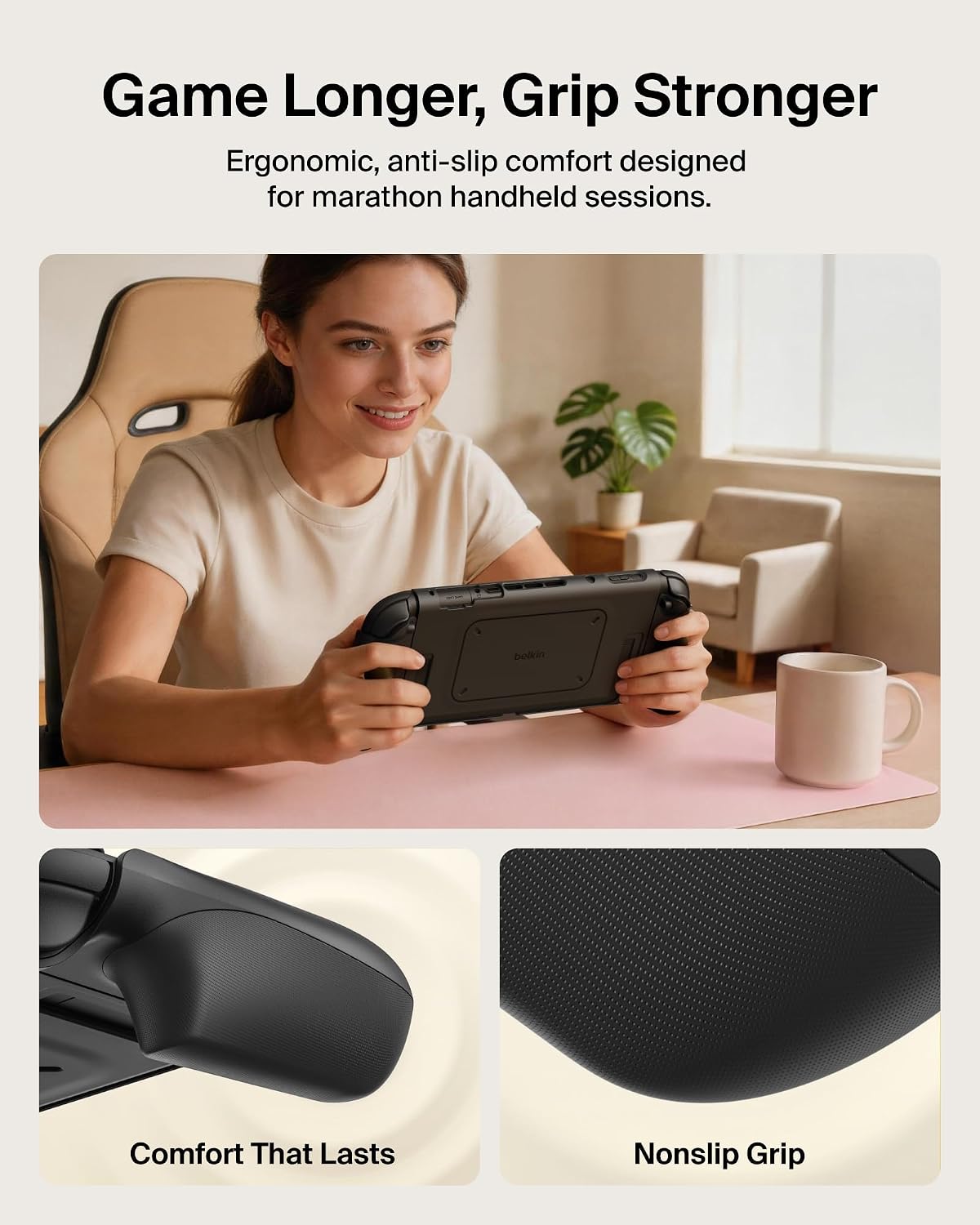 Belkin Nintendo Switch 2 Case Grip, Dockable & Quick-Release Design, Ergonomic Non-Slip, Kickstand Compatible Protective Case, Detachable & Comfortable Joy-Con 2 Handheld Grip, Travel Controller case