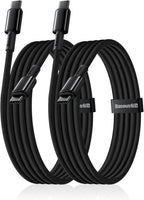 Baseus USB C Cable, 2-Pack 6.6ft 100W 5A Fast Charging USB C to USB C Cable, Zinc Alloy Nylon Braided USB Type C Charger Cable — 6.6FT+6.6FT — Black