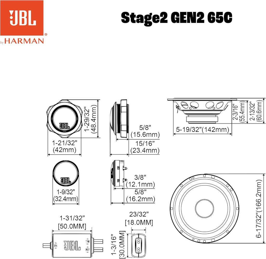 JBL Stage2 GEN2 65 6.5-Inch Car Speakers — Pair