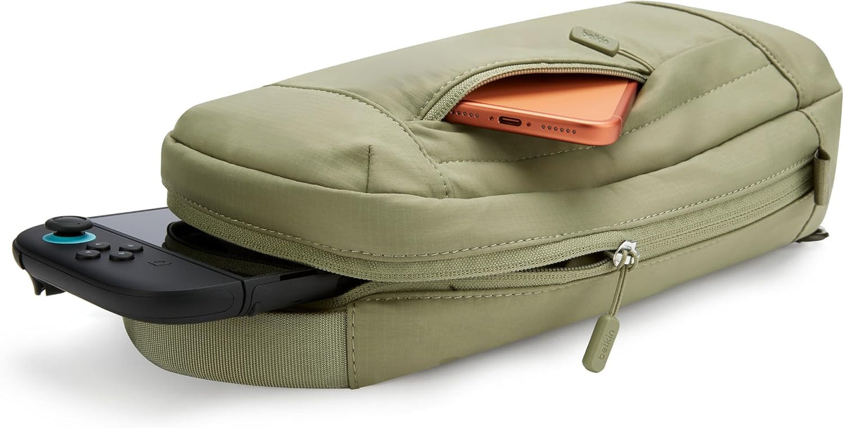 Belkin Nintendo Switch 2 Carrying Case, Sling Crossbody Travel Bag, Fits Up to 2 Pro Controllers with 10 Game Cartridge Slots, Soft Interior & Lightweight Protective Gaming Pouch, Switch 2 Accessories