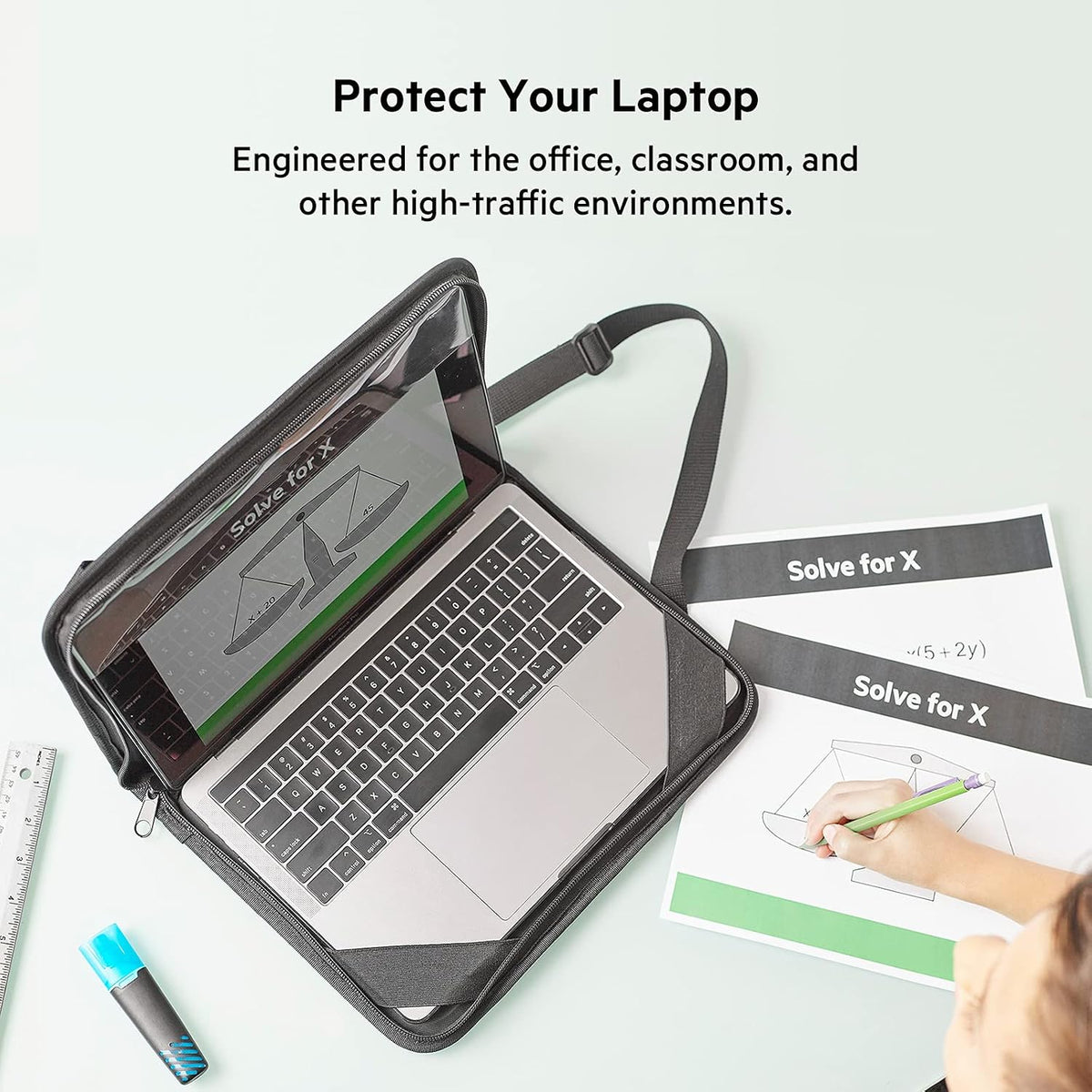 Belkin Always-On Protective Laptop Sleeve w/Dual Storage Pockets & Shock-Resistant Design for Device Protection - Fits 11in to 12in Laptop, Tablet, Chromebook, iPad, & MacBook - Travel & Daily Use