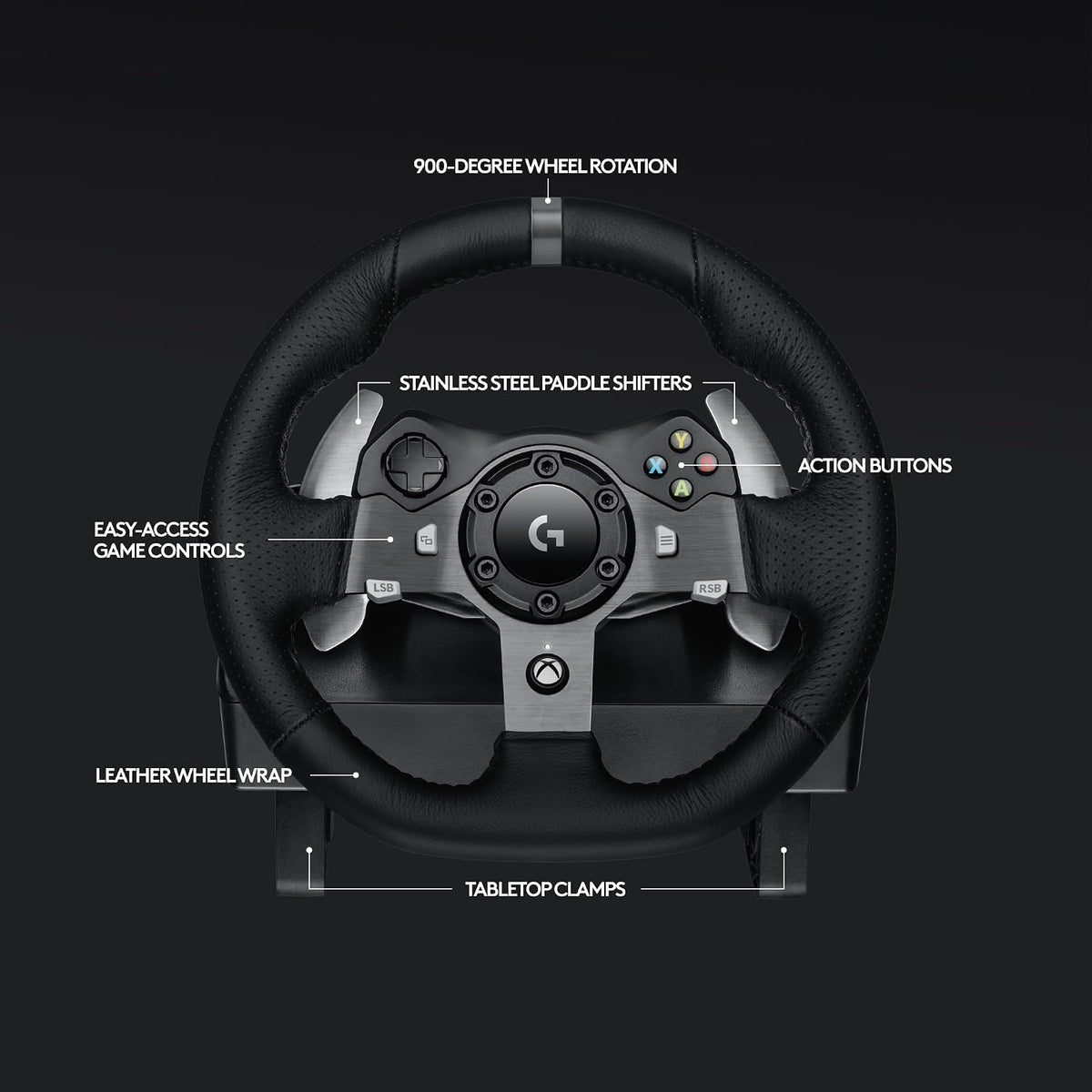 Logitech G920 Racing Wheel and Pedals — Black