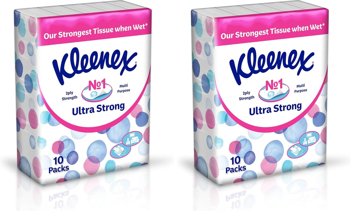 Kleenex Ultra Strong Facial Tissue, 2 PLY, 20 Soft Packs x 114 Sheets, Strong Multi Purpose Tissue — front product image