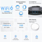TP-Link Deco AX3000 Mesh WiFi 6, Ceiling/Wall-Mountable, Replacing WiFi Router & Access Point, PoE-Powered, 2 PoE Ports (1 x 2.5G, 1 x Gigabit), 1-Pack
