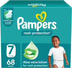 Pampers Rash Protection Aloe Taped Diapers Size 7,17+kg,Giant Box 68 Count