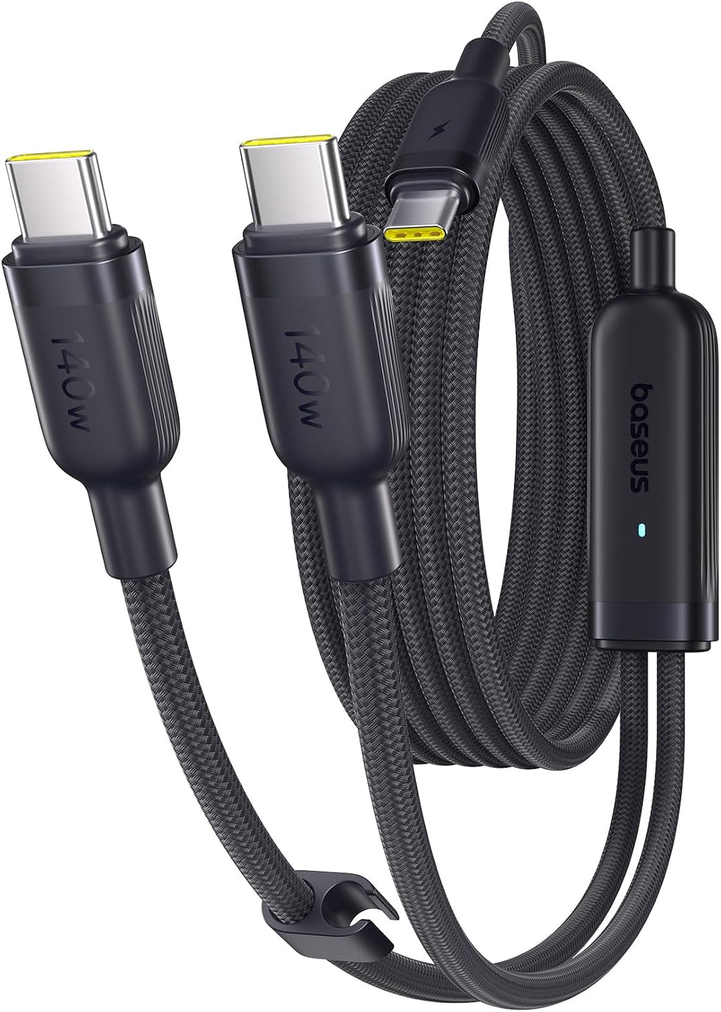 Baseus USB C Cable, Single Port Max 140W 4.9FT 5A USB C Charger Cable, 2 in 1 Multi Fast Charging Cable, Nylon Braided USB C to USB C Cable for 17/Pro/Plus/Max — 150 Centimeters