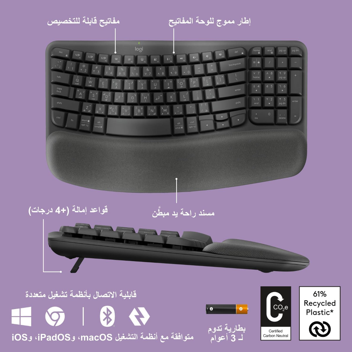 Logitech Wave Keys and Lift Ergonomic Combo — Graphite
