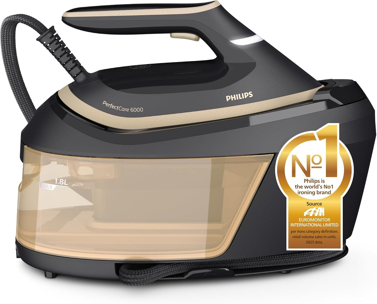 Philips Steam Generator, 2400W, 130g/min Continuous Steam, 600g Steam Boost — Black/Gold