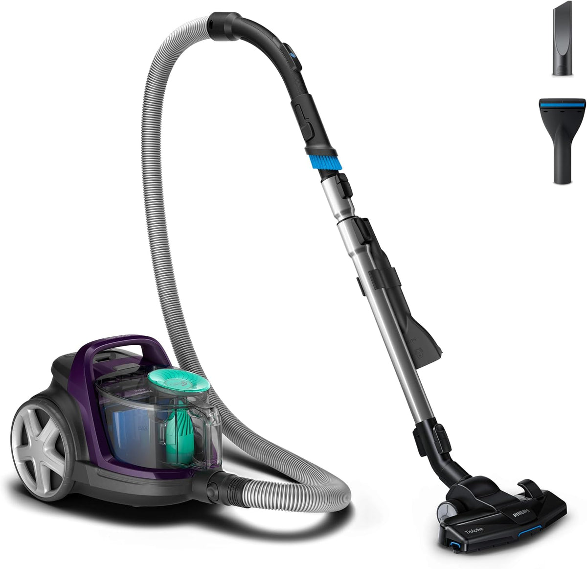 Philips FC9571/01 Bagless Vacuum Cleaner, Adjustable Suction Dry Vacuum with PowerCyclone 7 Technology, Allergy H13 Filter, and TriActive Nozzle for Maximum Performance and Hygienic Dust Disposal — bBlack