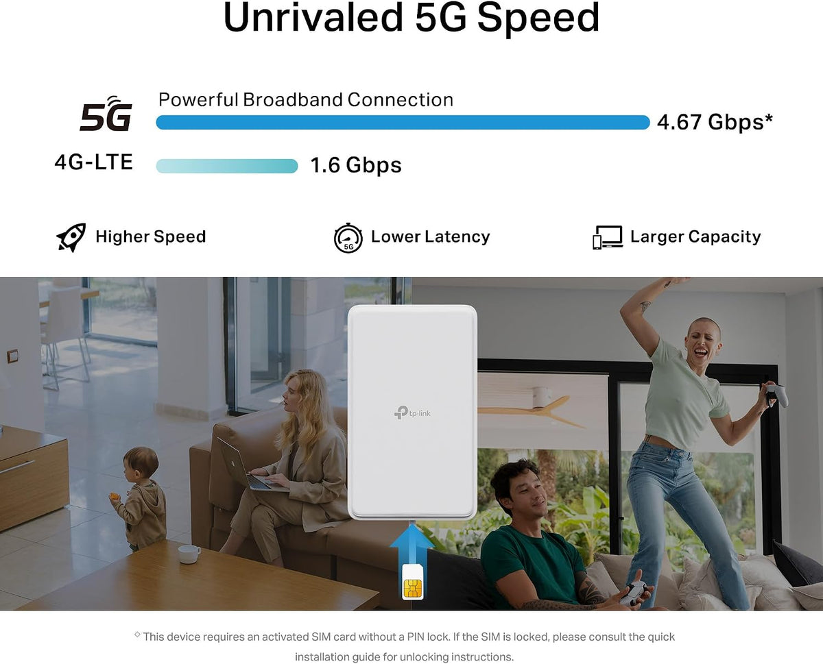 TP-Link NE200-Outdoor 5G Router with External SIM, 5G Download Speed up to 4.67Gbps, 4G CAT19 up to 1.6Gbps, 2.5GE Port, Supports Passive PoE and 802.3af/802.3at, IP66, Flexible Mount