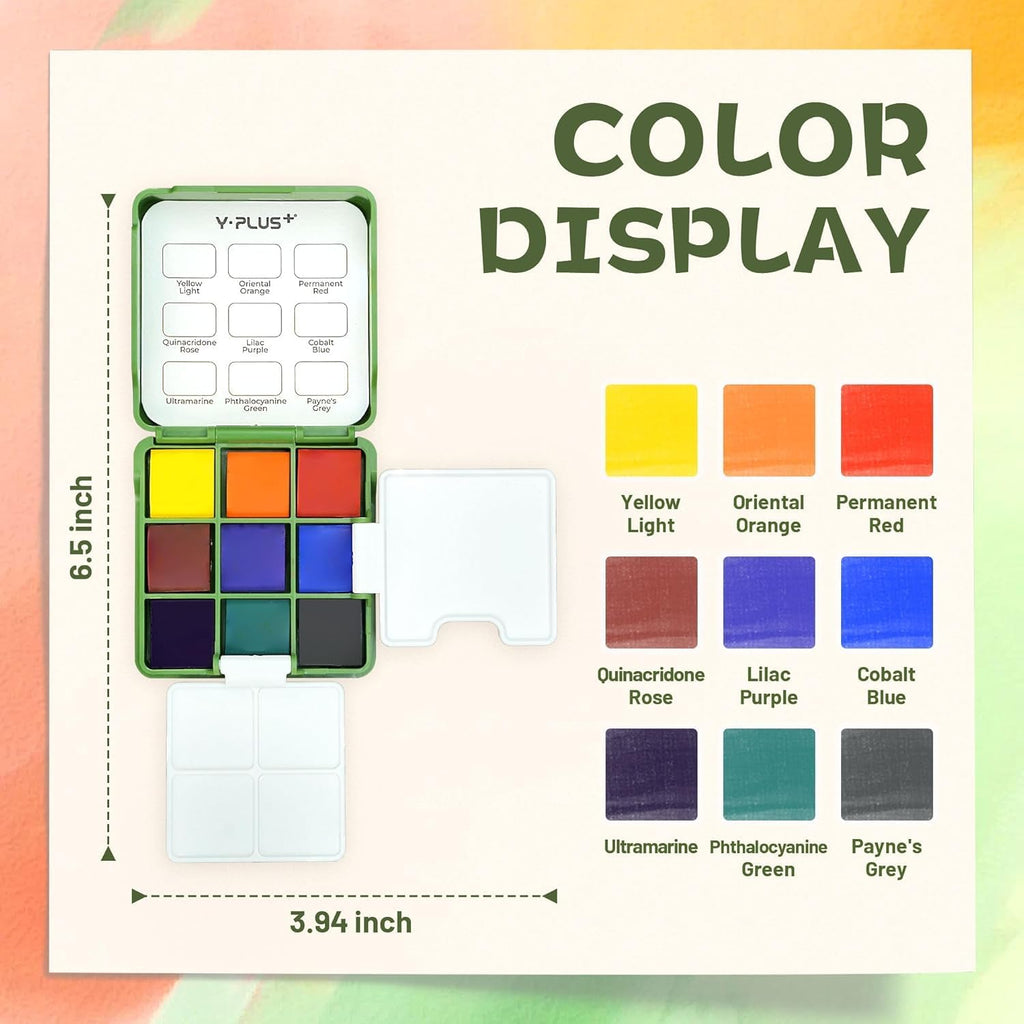 YPLUS Pocket Watercolour Painting Kit — 9 Colours