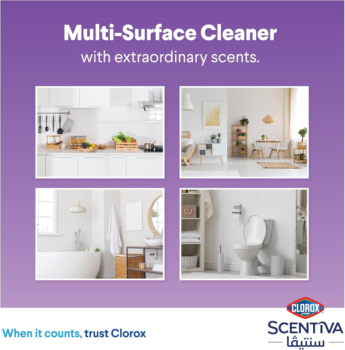 Clorox Scentiva Multi Surface Spray Cleaner 500ml, Tuscan Lavender, Bleach Free, Kills 99.9% of Viruses and Bacteria — additional view 4