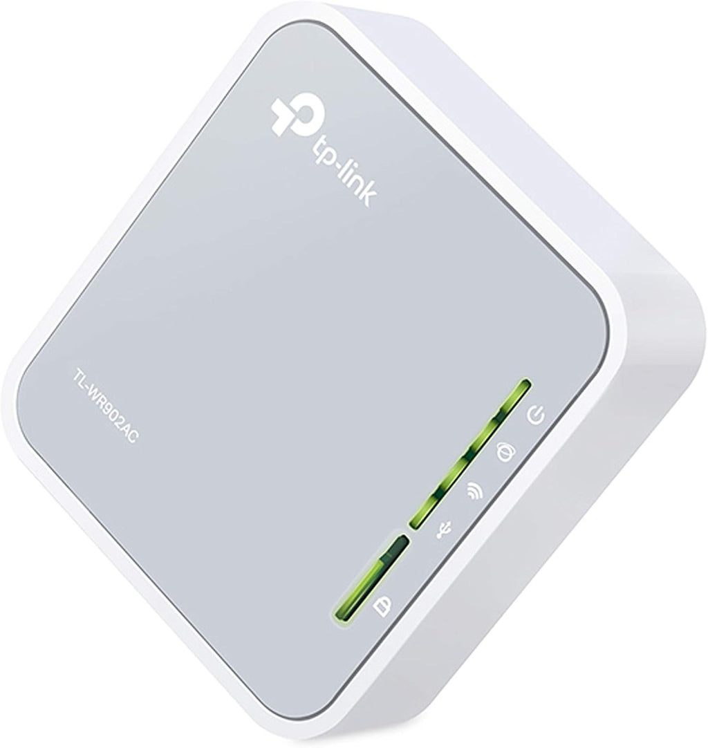 TP-Link TL-WR902AC AC750 WLAN Nano Router (433Mbps (5GHz) +300Mbps (2.4GHz) (Portable, Access Point, TV Adapter, Repeater, Router, Client, Media, FTP Server), White/Grey